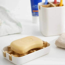 Load image into Gallery viewer, Bamboo Fiber Shower Soap Holder Draining Box Kitchen Storage Rack Bathroom Soap Case Supplies Portable Bar Soap Box Container Bamboo Self-Draining Soap Box And Soap Saver Pouch Soap Holder for Shower Bathroom Kitchen Bathtub Bar Sink White and Black
