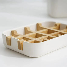 Load image into Gallery viewer, Bamboo Fiber Shower Soap Holder Draining Box Kitchen Storage Rack Bathroom Soap Case Supplies Portable Bar Soap Box Container Bamboo Self-Draining Soap Box And Soap Saver Pouch Soap Holder for Shower Bathroom Kitchen Bathtub Bar Sink White and Black
