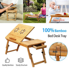 Load image into Gallery viewer, Bamboo Laptop Desk with Side Storage Drawer
