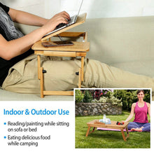Load image into Gallery viewer, Bamboo Laptop Desk with Side Storage Drawer
