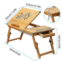 Load image into Gallery viewer, Bamboo Laptop Desk with Side Storage Drawer
