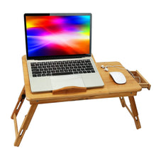 Load image into Gallery viewer, Bamboo Laptop Desk with Side Storage Drawer
