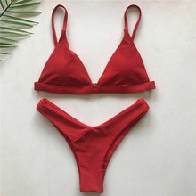 Load image into Gallery viewer, Bandage Bikini Swimwear Women's Bikini Swimsuit Ribbed Tie Side Bathing Suit Scrunch Butt String Thong Bikini Set
