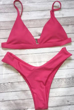 Load image into Gallery viewer, Bandage Bikini Swimwear Women's Bikini Swimsuit Ribbed Tie Side Bathing Suit Scrunch Butt String Thong Bikini Set
