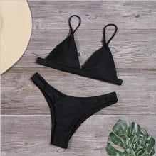 Load image into Gallery viewer, Bandage Bikini Swimwear Women's Bikini Swimsuit Ribbed Tie Side Bathing Suit Scrunch Butt String Thong Bikini Set

