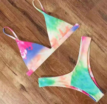 Load image into Gallery viewer, Bandage Bikini Swimwear Women's Bikini Swimsuit Ribbed Tie Side Bathing Suit Scrunch Butt String Thong Bikini Set
