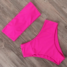 Load image into Gallery viewer, Bandage Bikini Swimwear Women Swimsuit High Waist Bikini Set Bathing Suit Push Up Women's Spaghetti Strap Bandeau Lace Up High Waist 2PCS Bikini Set
