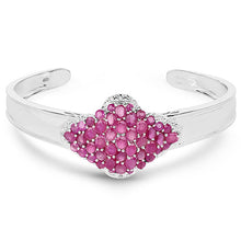 Load image into Gallery viewer, 7.38 Carat Glass Filled Ruby, Ruby and White Topaz .925 Sterling Silver Bangle
