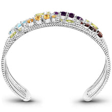 Load image into Gallery viewer, 4.82 Carat Genuine Multi Stones .925 Sterling Silver Cuff Bangle
