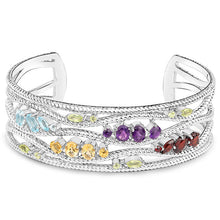 Load image into Gallery viewer, 4.82 Carat Genuine Multi Stones .925 Sterling Silver Cuff Bangle
