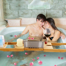 Load image into Gallery viewer, Bathtub Caddy Tray Crafted Bamboo

