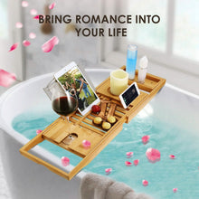 Load image into Gallery viewer, Bathtub Caddy Tray Crafted Bamboo
