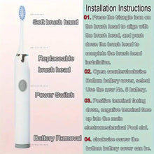 Load image into Gallery viewer, Battery Operated Toothbrush Kit with 6 Soft Bristles
