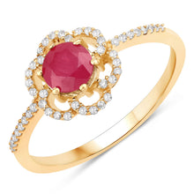 Load image into Gallery viewer, 0.68 Carat Genuine Ruby and White Diamond 14K Yellow Gold Ring
