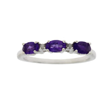 Load image into Gallery viewer, .70ct Amethyst Diamond Ring Sterling Silver
