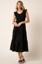 Load image into Gallery viewer, Smocked Ruffled Tiered Midi Dress – Feminine, Romantic, Flattering and Playful Design &amp; Whimsical Style
