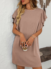 Load image into Gallery viewer, Ruffled Round Neck Short Sleeve Dress Feminine Simple Classic Dress Breathable And Comfy Dress
