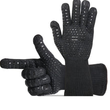 Load image into Gallery viewer, BBQ Gloves High Temperature Resistance Oven Mitts 500 800 Degrees Fireproof Barbecue Heat Insulation Microwave Oven Gloves Silicone Non-Slip Kitchen Cooking Gloves for Barbecue Cooking
