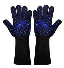 Load image into Gallery viewer, BBQ Gloves High Temperature Resistance Oven Mitts 500 800 Degrees Fireproof Barbecue Heat Insulation Microwave Oven Gloves Silicone Non-Slip Kitchen Cooking Gloves for Barbecue Cooking
