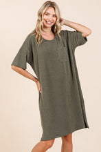 Load image into Gallery viewer, Urban Rib Knit Short Sleeve Tee Dress For Women – Comfortable, Trendy, Chic &amp; Versatile Dress for Casual Occasions

