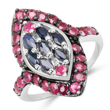 Load image into Gallery viewer, 1.77 Carat Genuine Blue Sapphire and Ruby .925 Sterling Silver Ring
