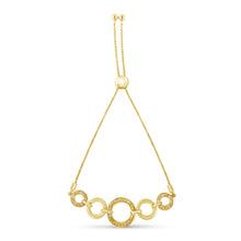 Load image into Gallery viewer, 10K Yellow Gold over .925 Sterling Silver Diamond Accented Graduated Infinity Open Circle 6â€-9â€ Adjustable Bolo Bracelet
