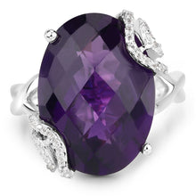 Load image into Gallery viewer, 10.44 Carat Genuine Amethyst and White Topaz .925 Sterling Silver Ring
