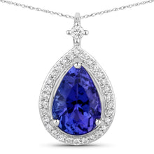 Load image into Gallery viewer, 2.20 Carat Genuine Tanzanite and White Diamond 14K White Gold Pendant
