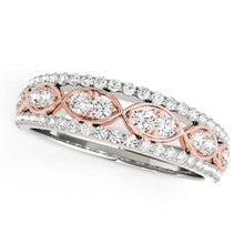 Load image into Gallery viewer, 14k White And Rose Gold Doulbe Diamond Infinity Design Band (3/8 cttw)
