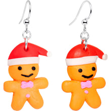 Load image into Gallery viewer, Silver Plated Holiday Gingerbread Santa Fishhook Earrings
