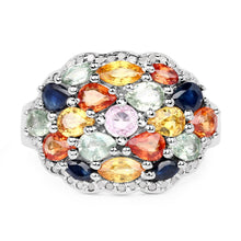 Load image into Gallery viewer, 2.85 Carat Genuine Multi Sapphire .925 Sterling Silver Ring
