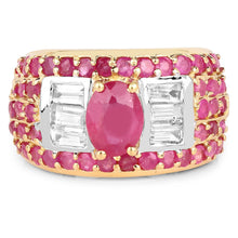 Load image into Gallery viewer, 4.23 Carat Glass Filled Ruby and White Topaz .925 Sterling Silver Ring
