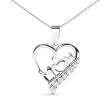 Load image into Gallery viewer, .925 Sterling Silver 1/4 Cttw Diamond  "Mom" and Open Heart 18" Pendant Necklace (I-J Color, I2-I3 Clarity)
