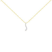 Load image into Gallery viewer, AGS Certified 14K Yellow Gold 2.0 Cttw Baguette and Brilliant Round-Cut Diamond Journey 18" Pendant Necklace (F-G Color, I1-I2 Clarity)
