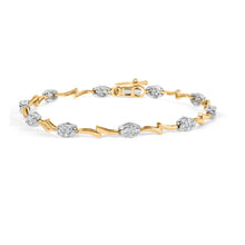 Load image into Gallery viewer, 10K White and Yellow Gold 1.00 Cttw Diamond Oval Shaped Cluster Link  Bracelet (I-J Color, SI2-I1 Clarity) - 7" Inches

