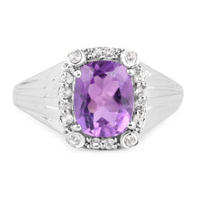 Load image into Gallery viewer, 2.13 Carat Genuine  Amethyst and White Topaz .925 Sterling Silver Ring
