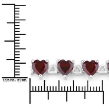 Load image into Gallery viewer, 11.62 Carat Genuine Garnet and White Diamond .925 Sterling Silver Bracelet
