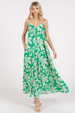 Load image into Gallery viewer, Printed V-Neck Maxi Cami Summer Dress with Pockets – Fluttering, Effortlessly Chic Maxi Dress with Ruched Detail and Convenient Pockets
