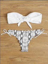 Load image into Gallery viewer, Beach Bikini Woman Lace Up Tie Strapless Leopard Swimsuit  Women's Halter Bikini V Cut Bottom Lace Up Two Piece Swimsuits Female Push Up Ruffled Bow Bathing Suit Thong Swimwear
