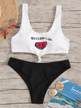 Load image into Gallery viewer, Beach Bikini Woman Lace Up Tie Strapless Leopard Swimsuit  Women's Halter Bikini V Cut Bottom Lace Up Two Piece Swimsuits Female Push Up Ruffled Bow Bathing Suit Thong Swimwear
