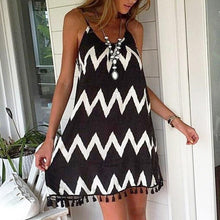Load image into Gallery viewer, Beach Cover Ups Stripe Bikini Cover Up For Women With Tassel Summer Beach Dress  Women Summer Casual Swing T Shirt Dresses Beach Cover Up Loose Dress  Ladies Swimsuit Plus Size Beachwear

