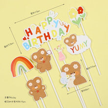 Load image into Gallery viewer, Bear Candle Birthday Cake Props Topper Card Cute Fantasy Cup Dessert Smiley  Love Bear  Table Dress Up Cake Props Party Cake Decor Supplies Toppers Birthday Cupcake Topper Various Cake Decorations for Birthday Party Photo Prop

