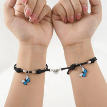 Load image into Gallery viewer, Beautiful Bracelets Set For Couple Mutual Attraction Braided Rope Couple Bracelets Blue Butterfly Relationship Matching Bracelet Set Heart Magnet Mutual Attraction Rope Bracelets Lover Gifts For Best Friend Women Men

