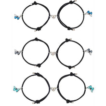Load image into Gallery viewer, Beautiful Bracelets Set For Couple Mutual Attraction Braided Rope Couple Bracelets Blue Butterfly Relationship Matching Bracelet Set Heart Magnet Mutual Attraction Rope Bracelets Lover Gifts For Best Friend Women Men
