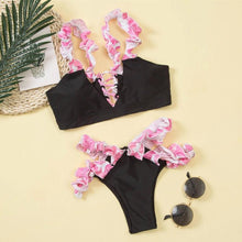 Load image into Gallery viewer, Beautiful Floral Push Up Women Bikini Push Up Bathing Suits Tie Knot Cute Ruffle Two Piece Swimsuits Swimsuit Female Swimwear Bra Cup Bikini Set High Cut Bathing Suit For Summer
