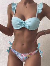 Load image into Gallery viewer, Beautiful Floral Push Up Women Bikini Push Up Bathing Suits Tie Knot Cute Ruffle Two Piece Swimsuits Swimsuit Female Swimwear Bra Cup Bikini Set High Cut Bathing Suit For Summer
