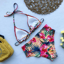 Load image into Gallery viewer, Beautiful Multicolored Women High Waist Bikini Swimwear Women Halter Push Up Bikini Set Swimsuit Women's Flower Print Bikini High Waist Beach Swimsuits Sporty Two Piece Bathing Suit Female Beach Wear Bathing Suit
