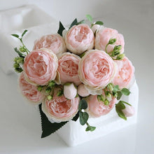 Load image into Gallery viewer, Beautiful Rose Peony Artificial Silk Eucalyptus Fake Flowers Small bouquet Flores Home Party Spring Wedding Decoration Artificial Silk Rose Flower Bouquet Lifelike Fake Rose for Wedding Home Party Decoration Event Gift
