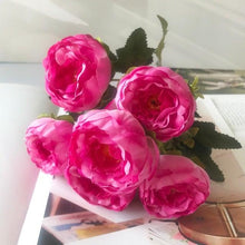 Load image into Gallery viewer, Beautiful Rose Peony Artificial Silk Eucalyptus Fake Flowers Small bouquet Flores Home Party Spring Wedding Decoration Artificial Silk Rose Flower Bouquet Lifelike Fake Rose for Wedding Home Party Decoration Event Gift

