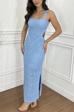 Load image into Gallery viewer, Sky Blue Cutout Side Maxi Dress Elegant Party Summer Long Dress For Girls
